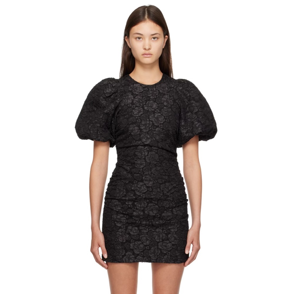 Ganni Black Puff Sleeve Dress Minidress